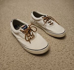 Sperry Men's White Canvas Boat Shoes | 10W